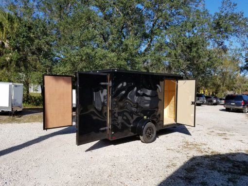 7x12 SA Trailer - Black with Blackout Package, Barn Doors, Side Door, Brakes, Extra Height