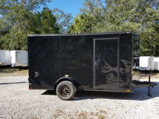 7x12 SA Trailer - Black with Blackout Package, Barn Doors, Side Door, Brakes, Extra Height