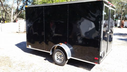 7x12 SA Trailer - Black, Barn Doors, Side Door, Brakes, Extra Height