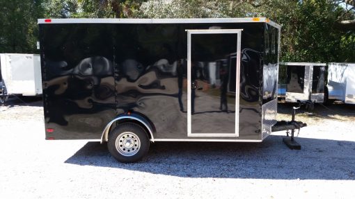 7x12 SA Trailer - Black, Barn Doors, Side Door, Brakes, Extra Height