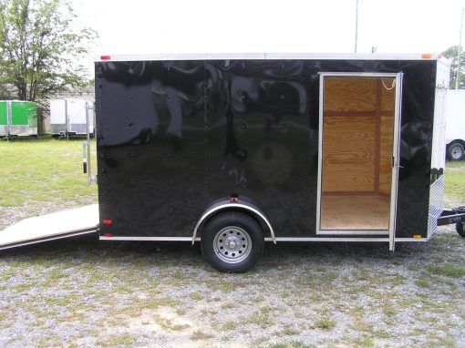 7x12 SA Trailer - Black, Ramp, Side Door, Brakes, Extra Height