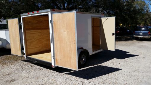 7x12 SA Trailer - White, Barn Doors, Side Door, Brakes, Extra Height