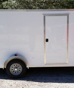 7x12 SA Trailer - White, Barn Doors, Side Door, Brakes, Extra Height