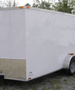7x12 SA Trailer - White, Ramp, Side Door, Brakes, Extra Height