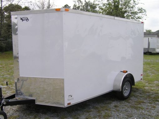 7x12 SA Trailer - White, Ramp, Side Door, Brakes, Extra Height