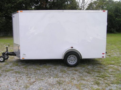 7x12 SA Trailer - White, Ramp, Side Door, Brakes, Extra Height