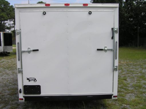 7x12 SA Trailer - White, Ramp, Side Door, Brakes, Extra Height