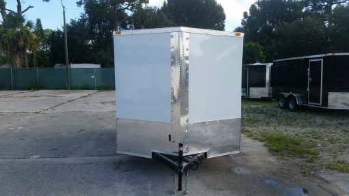 7x12 SA Trailer - White, Ramp, Side Door, Brakes, Extra Height