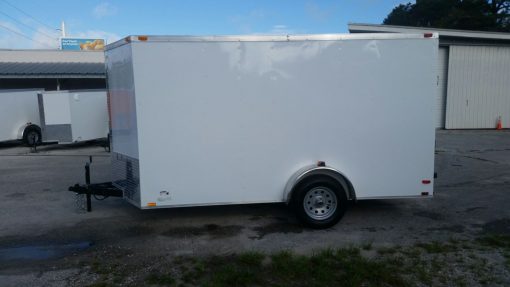 7x12 SA Trailer - White, Ramp, Side Door, Brakes, Extra Height