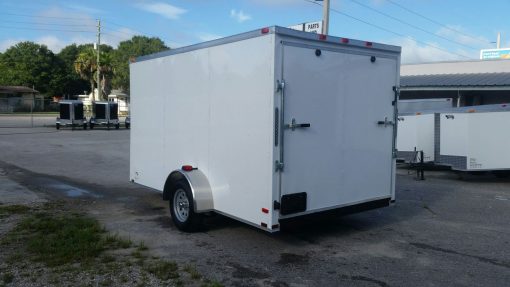 7x12 SA Trailer - White, Ramp, Side Door, Brakes, Extra Height