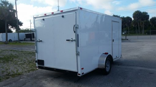 7x12 SA Trailer - White, Ramp, Side Door, Brakes, Extra Height