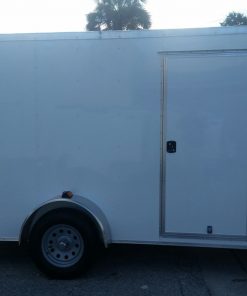 7x12 SA Trailer - White, Ramp, Side Door, Brakes, Extra Height