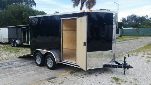 7x12 TA Trailer - Black, Ramp, Side Door, Extra Height