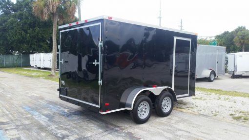 7x12 TA Trailer - Black, Ramp, Side Door, Extra Height