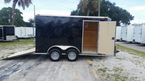 7x12 TA Trailer - Black, Ramp, Side Door, Extra Height