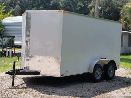 7x12 TA Trailer - White, Ramp, Side Door, Extra Height