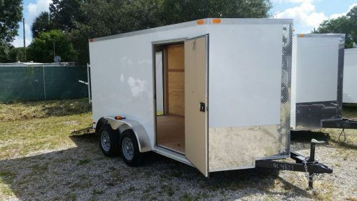 7x12 TA Trailer - White, Ramp, Side Door, Extra Height