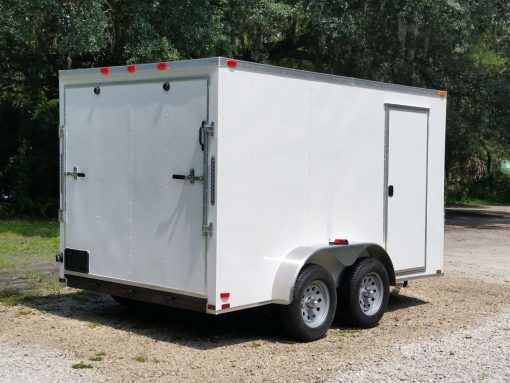 7x12 TA Trailer - White, Ramp, Side Door, Extra Height