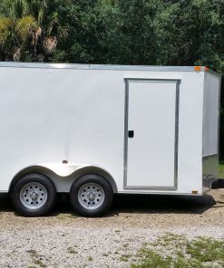 7x12 TA Trailer - White, Ramp, Side Door, Extra Height