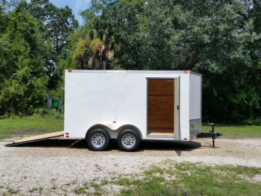 7x12 TA Trailer - White, Ramp, Side Door, Extra Height