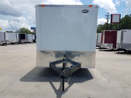 7x12 TA Trailer - White, Flat Ront, Ramp, Side Door, 5200 lbs Axles, Extra Height