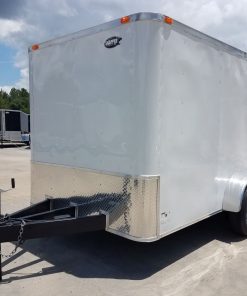 7x12 TA Trailer - White, Flat Ront, Ramp, Side Door, 5200 lbs Axles, Extra Height