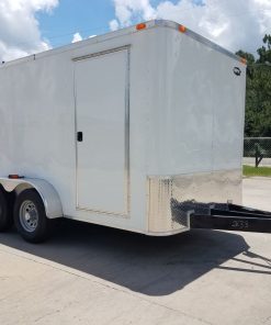 7x12 TA Trailer - White, Flat Ront, Ramp, Side Door, 5200 lbs Axles, Extra Height