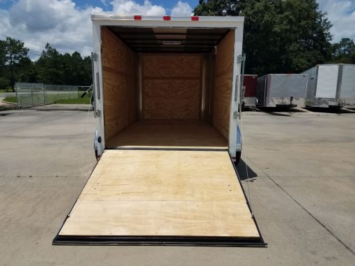 7x12 TA Trailer - White, Flat Ront, Ramp, Side Door, 5200 lbs Axles, Extra Height