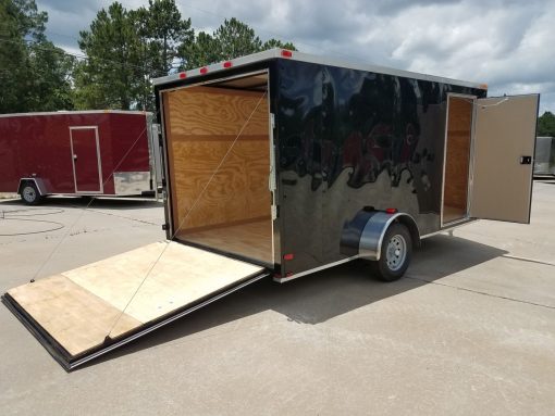 7x14 SA Trailer - Black, Ramp, Side Door, Brakes, Extra Height