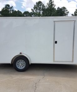 7x14 SA Trailer - White, Ramp, Side Door, Brakes, Extra Height