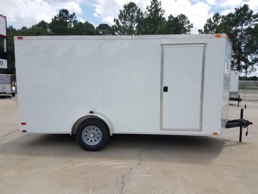 7x14 SA Trailer - White, Ramp, Side Door, Brakes, Extra Height