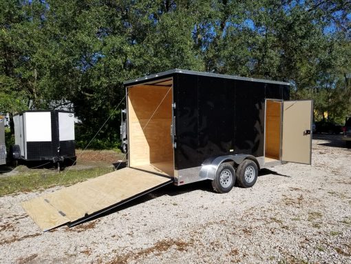 7x14 TA Trailer - Black, Ramp, Side Door, Extra Height