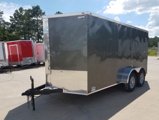 7x14 TA Trailer - Charcoal Grey, Ramp, Side Door, Extra Height