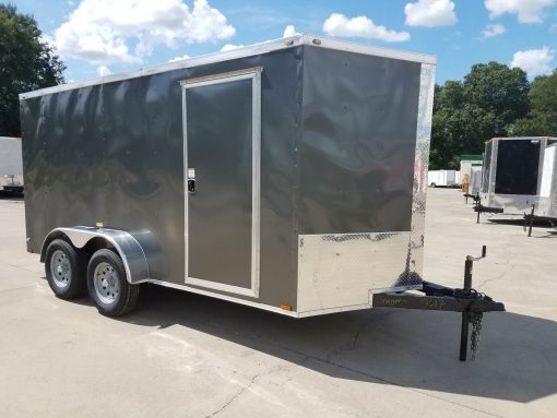 7x14 TA Trailer - Charcoal Grey, Ramp, Side Door, Extra Height