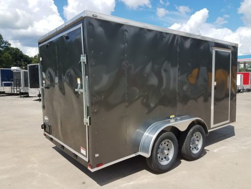 7x14 TA Trailer - Charcoal Grey, Ramp, Side Door, Extra Height