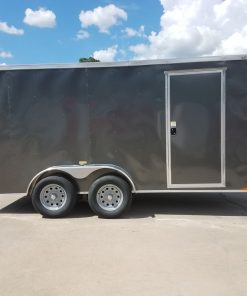 7x14 TA Trailer - Charcoal Grey, Ramp, Side Door, Extra Height