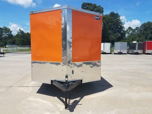 7x14 TA Trailer - Orange and Black, Ramp, Side Door, Extra Height, Side Vents and Mag Wheels