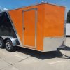 7x14 TA Trailer - Orange and Black, Ramp, Side Door, Extra Height, Side Vents and Mag Wheels