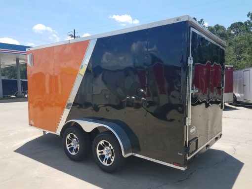 7x14 TA Trailer - Orange and Black, Ramp, Side Door, Extra Height, Side Vents and Mag Wheels