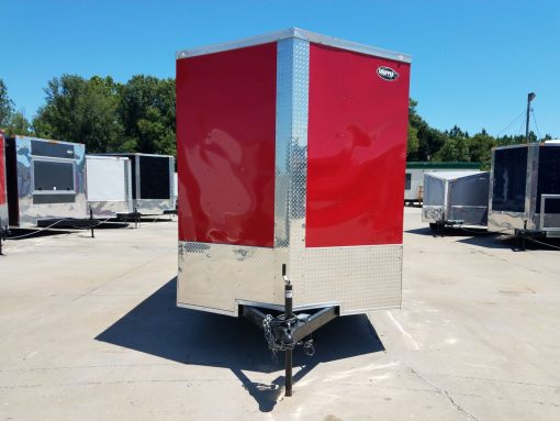 7x14 TA Trailer - Red, Ramp, Side Door, Extra Height, Side Vents