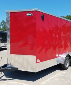 7x14 TA Trailer - Red, Ramp, Side Door, Extra Height, Side Vents