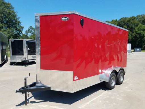 7x14 TA Trailer - Red, Ramp, Side Door, Extra Height, Side Vents