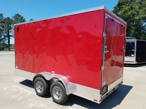 7x14 TA Trailer - Red, Ramp, Side Door, Extra Height, Side Vents