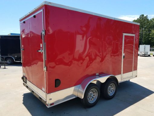 7x14 TA Trailer - Red, Ramp, Side Door, Extra Height, Side Vents