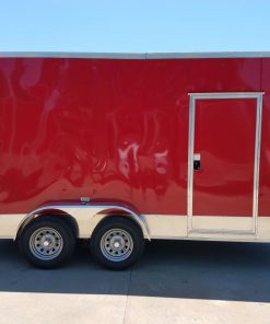 7x14 TA Trailer - Red, Ramp, Side Door, Extra Height, Side Vents