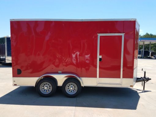 7x14 TA Trailer - Red, Ramp, Side Door, Extra Height, Side Vents