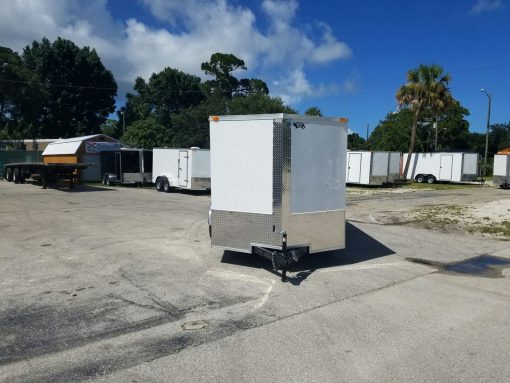 7x14 TA Trailer - White, Barn Doors, Side Door, Extra Height