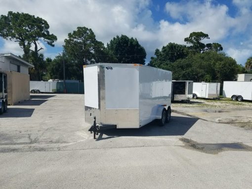 7x14 TA Trailer - White, Barn Doors, Side Door, Extra Height