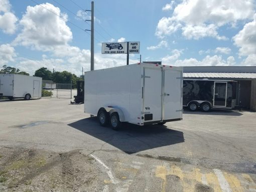 7x14 TA Trailer - White, Barn Doors, Side Door, Extra Height