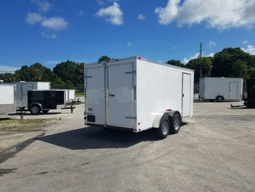 7x14 TA Trailer - White, Barn Doors, Side Door, Extra Height